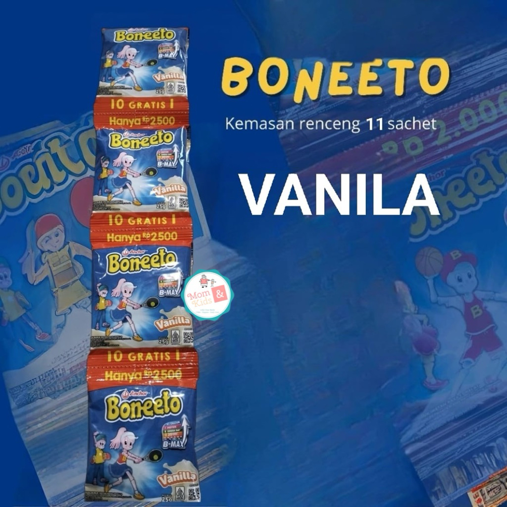 BONEETO Renceng Vanila Coklat 25GR X 10 Sachet | BONEETO BONETO Sachet Renceng | Susu Anak Tinggi Ka