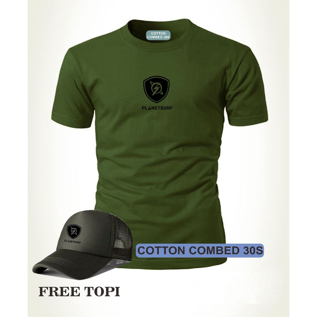 Promo Terkini Kaos Cowok Cewek Planet Surf Hitam ( Gratis topi ) Cutton Combed 100% / berkatstore20
