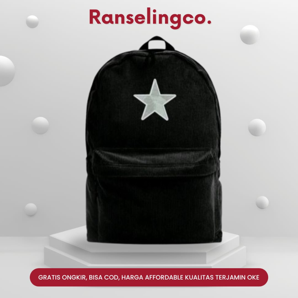 Levante - Tas ransel star corduroy Backpack corduroy tas sekolah