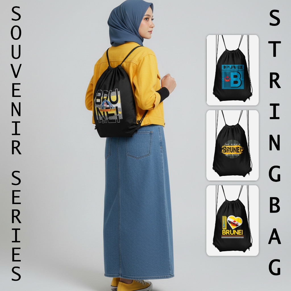 Tas Serut Souvenir Brunei Stringbag Brunei Print DTF