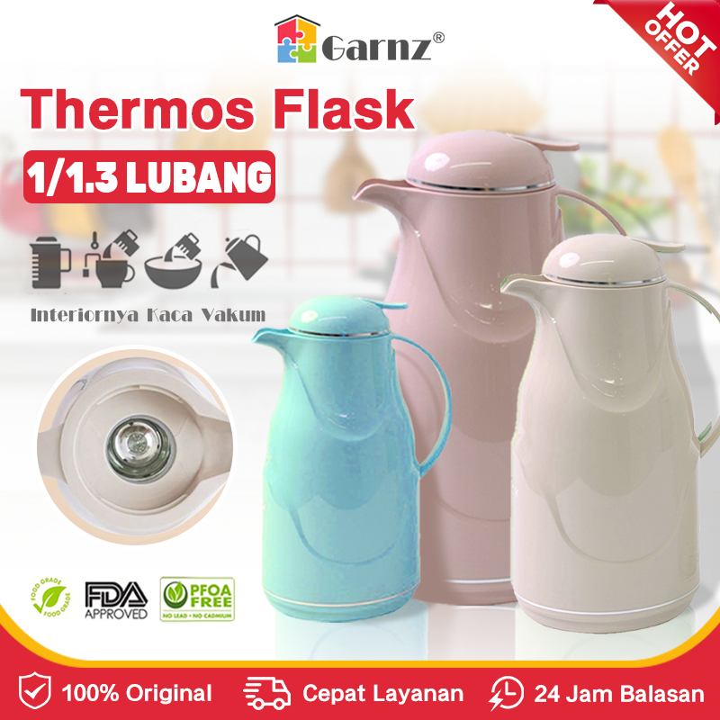 1300ML TERMOS AIR PANAS BAHAN KACA LUAR PLASTIK WATER JUG 1.3 LITER BESAR