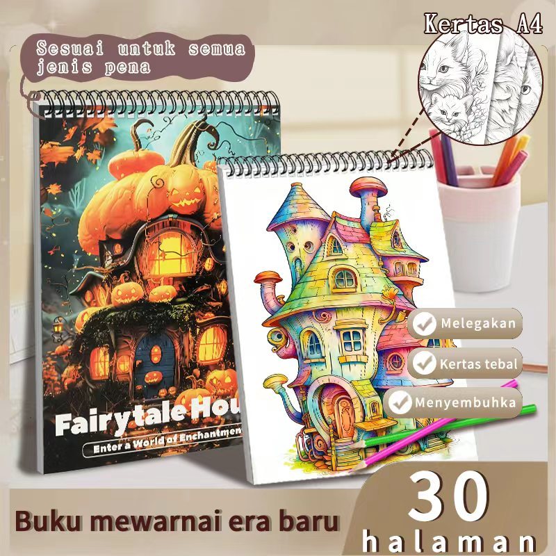 Mewarnai dengan Senang, Mulai dari Buku Ini  ~Rumah Labu~ Buku Mewarnai  Remaja dengan