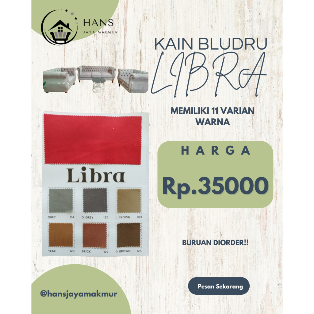 BLUDRU MERK LIBRA, KAIN SOFA/DIPAN