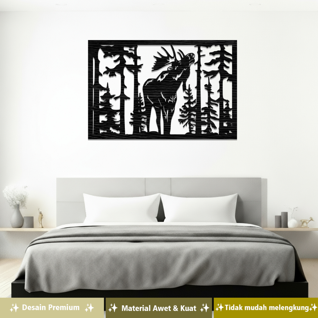 Hiasan Dinding Rumah Motif Moose Hiasan Kayu Wall Art Decoration