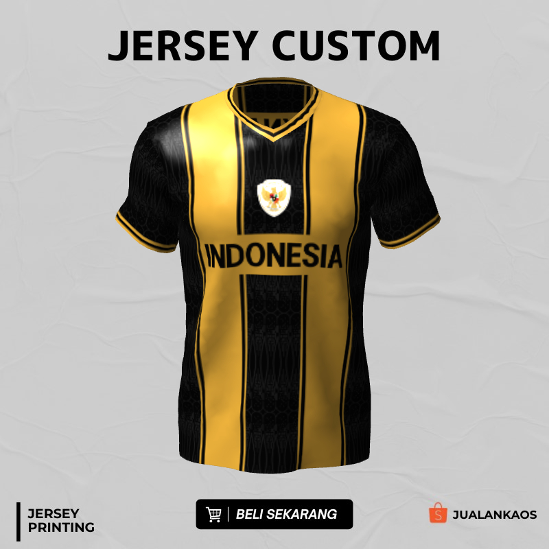 Kaos Jersey Futsal Timnas Hitam Gold Motif Geometris 595 - Jersey Custom Full Printing Dryfit