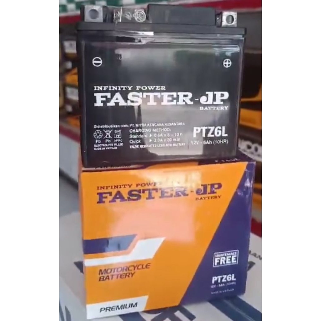 BATTERY AKI MOTOR NMAX VARIO VESPA MATIC FASTER JP PTZ6L 12V-6Ah MF MADE IN VIETNAM ORIGINAL