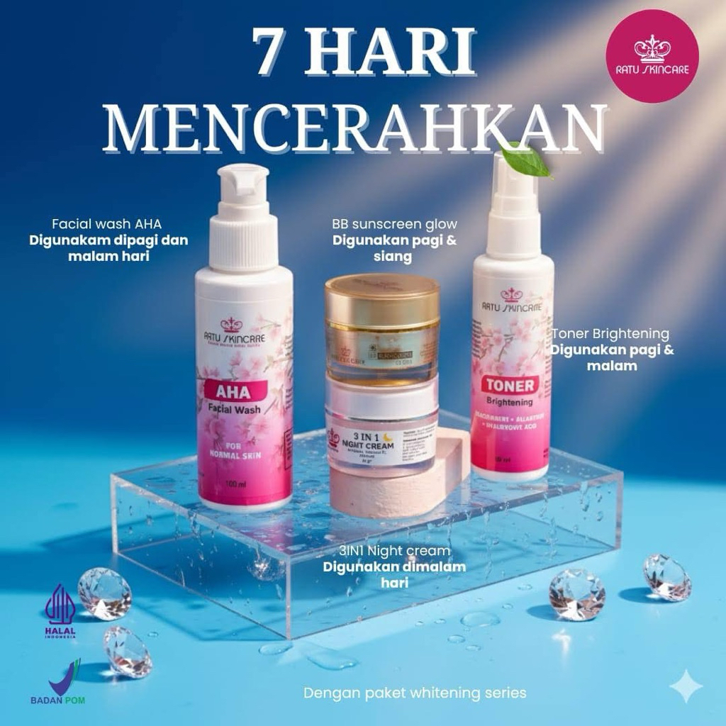 Ratu Skincare Whitening Glow Untuk Jenis Kulit Normal,Meremajakan Kulit Wajah,l,Bikin Cerah & Glowin