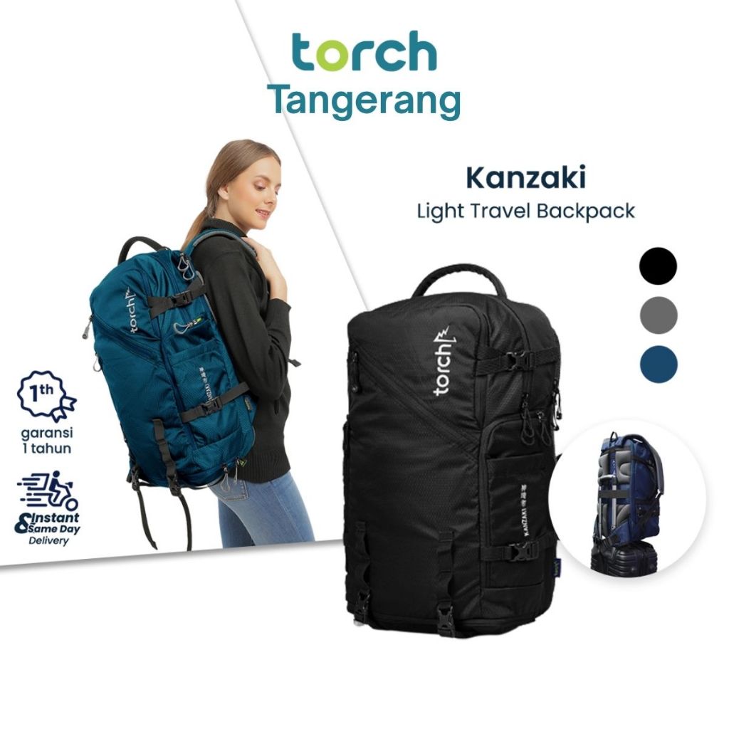 TORCH Kanzaki Tas Ransel Travelling, Camping 30L Pria  Wanita Anti Air