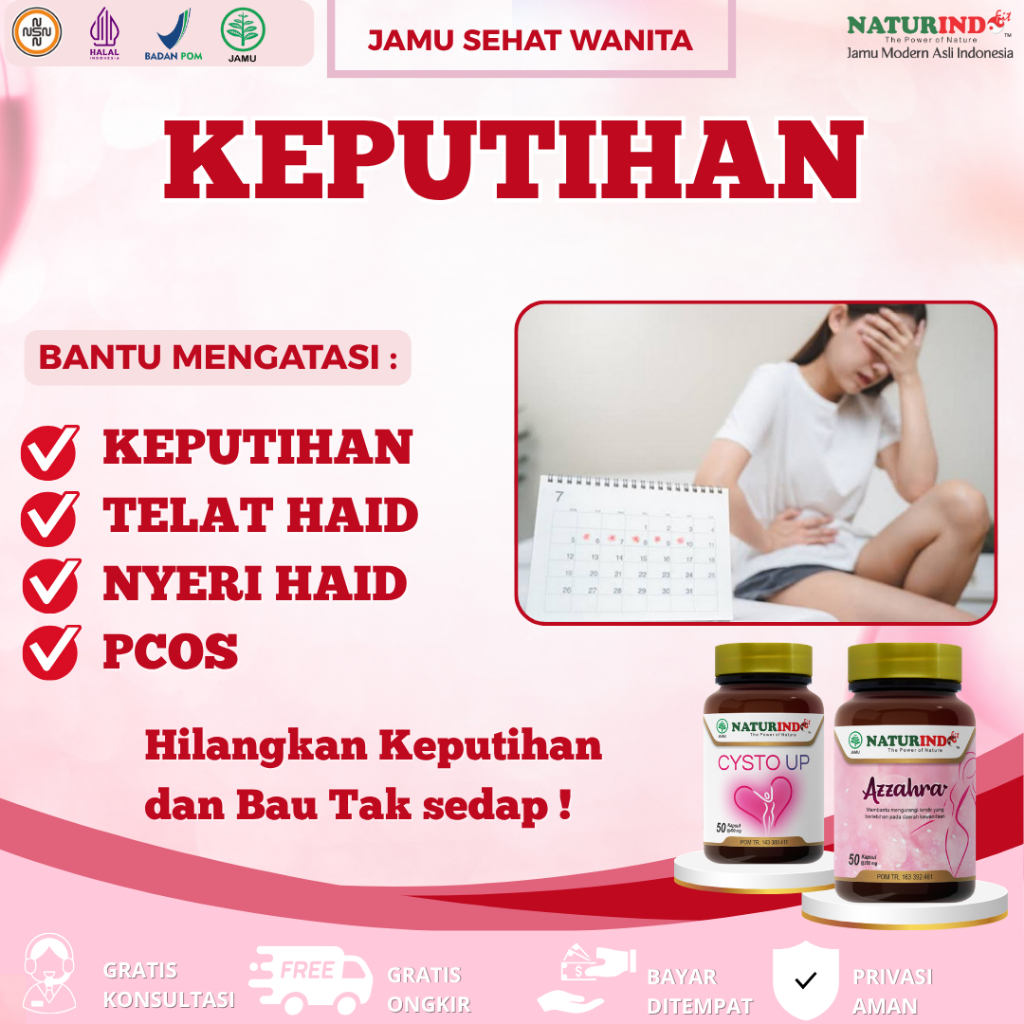 Jamu Sehat Wanita Keputihan Telat Haid Nyeri Haid PCOS Pelancar Haid Azzahra - Cysto up Naturindo