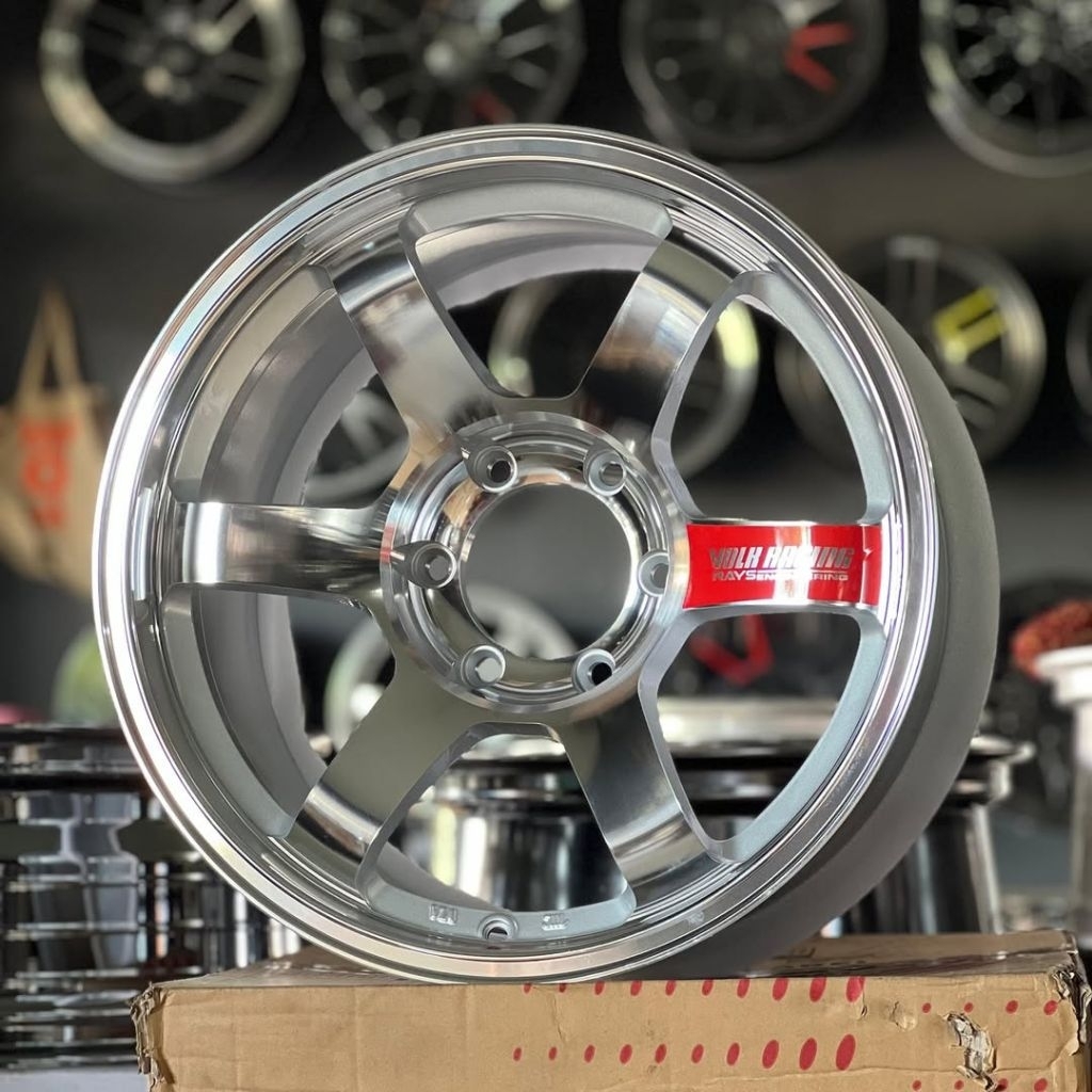 velg racing ring 18 VOLKRAYS TE37 WARNA POLISH R18 velg mobil Hilux Double Fortuner pajero Ford ever
