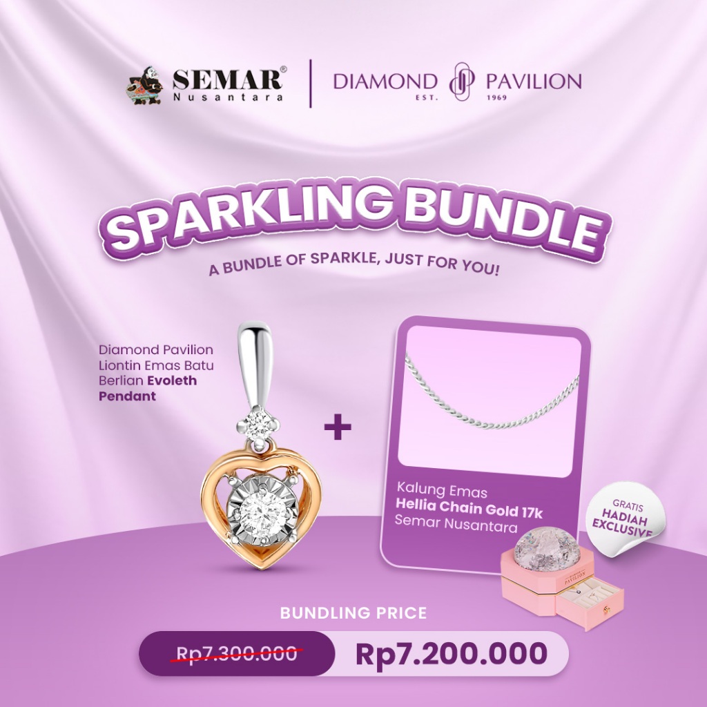 [BUNDLE] LIONTIN EVOLETH DIAMOND PAVILION & KALUNG EMAS HELIA 17K SEMAR NUSANTARA