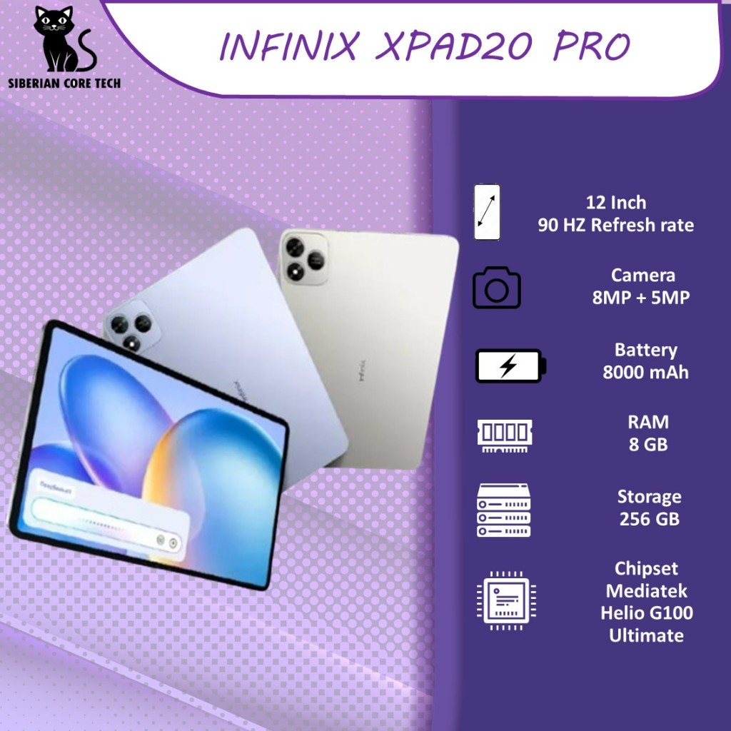 INFINIX XPAD 20 PRO 12.0 Inch  8GB 256GB Mediatek Helio G100 90Hz | GARANSI RESMI