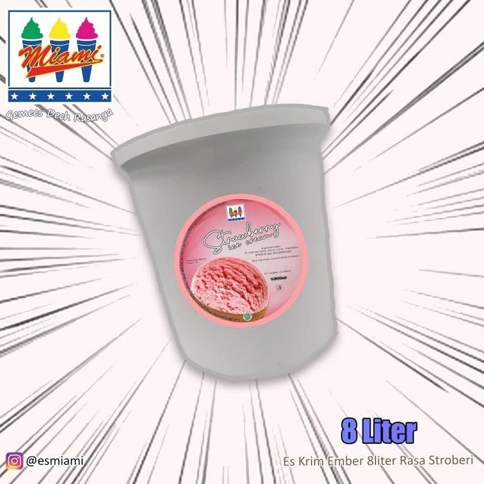 ICE CREAM / ES KRIM MIAMI 8 LITER RASA STRAWBERRY