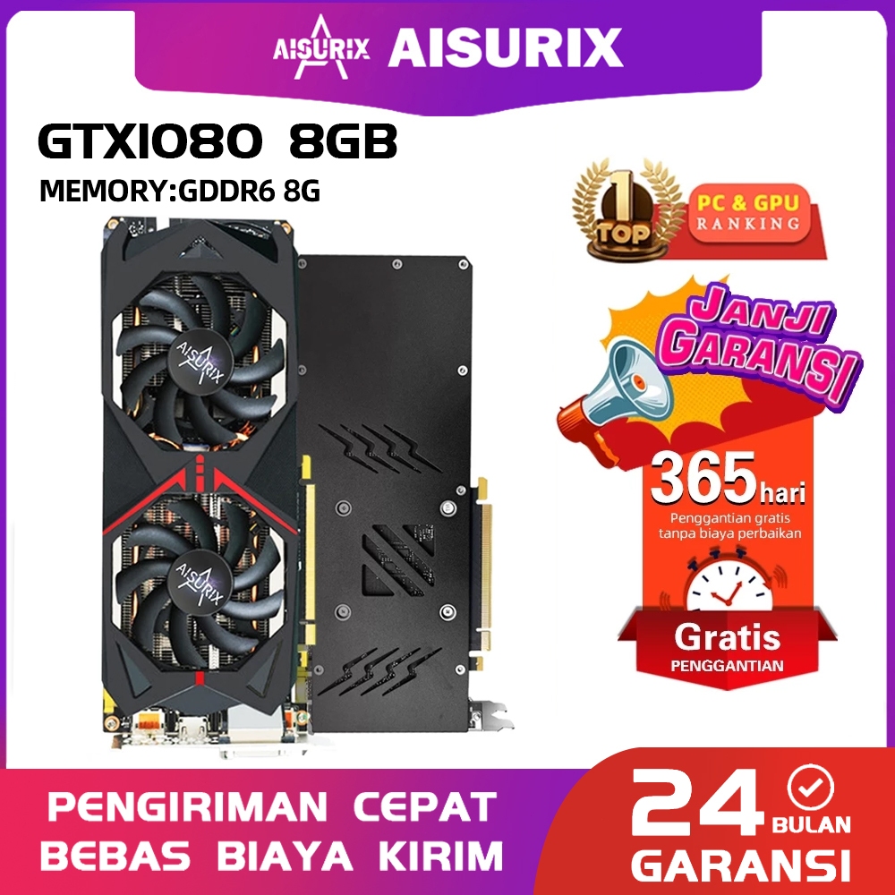 AISURIX GTX1080 8GB Gaming VGA Card GTX1080 8GB VGA GPU Desktop Computer Game Map 1080Ti