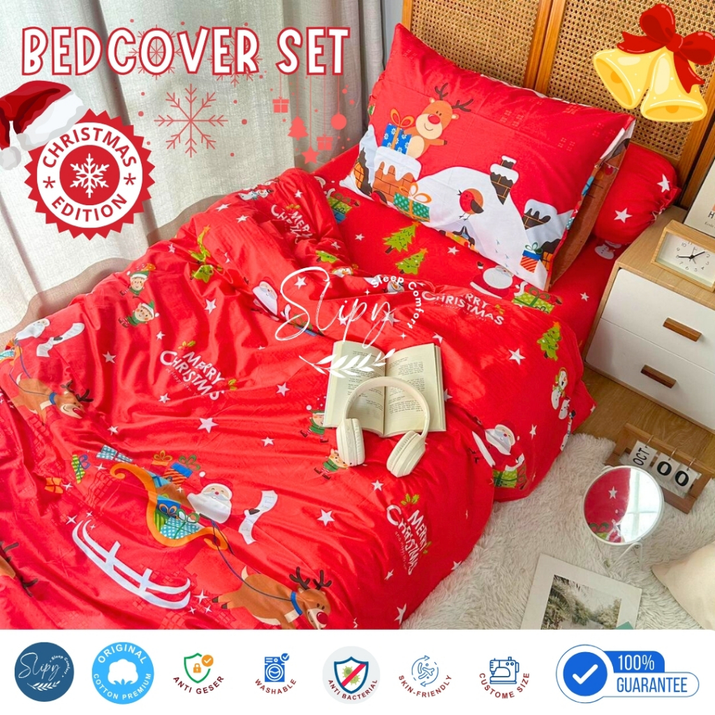 Sprei Bedcover Set Motif Santa edisi Natal