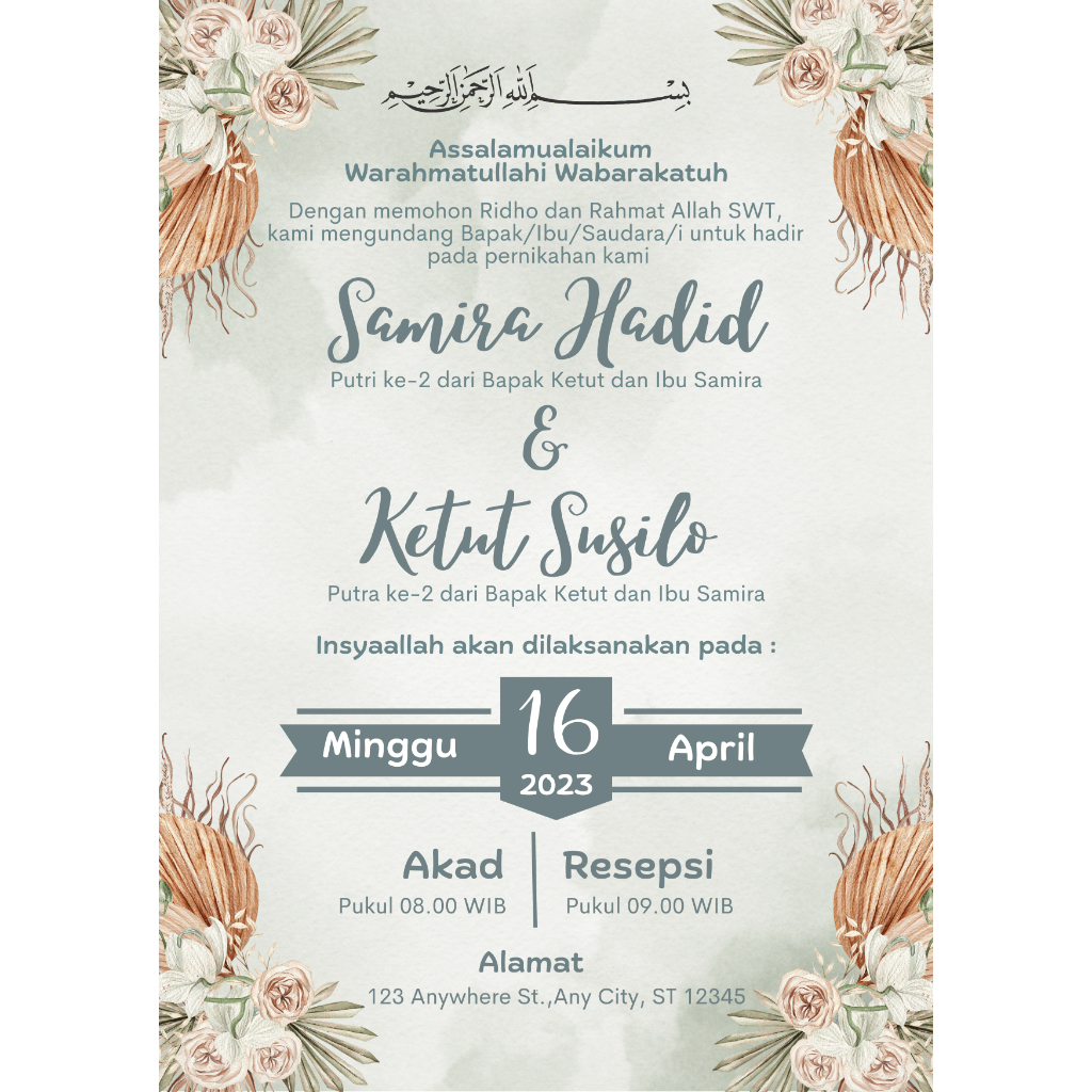 Undangan Pernikahan 1 Lembar Murah / Undangan Pernikahan Murah