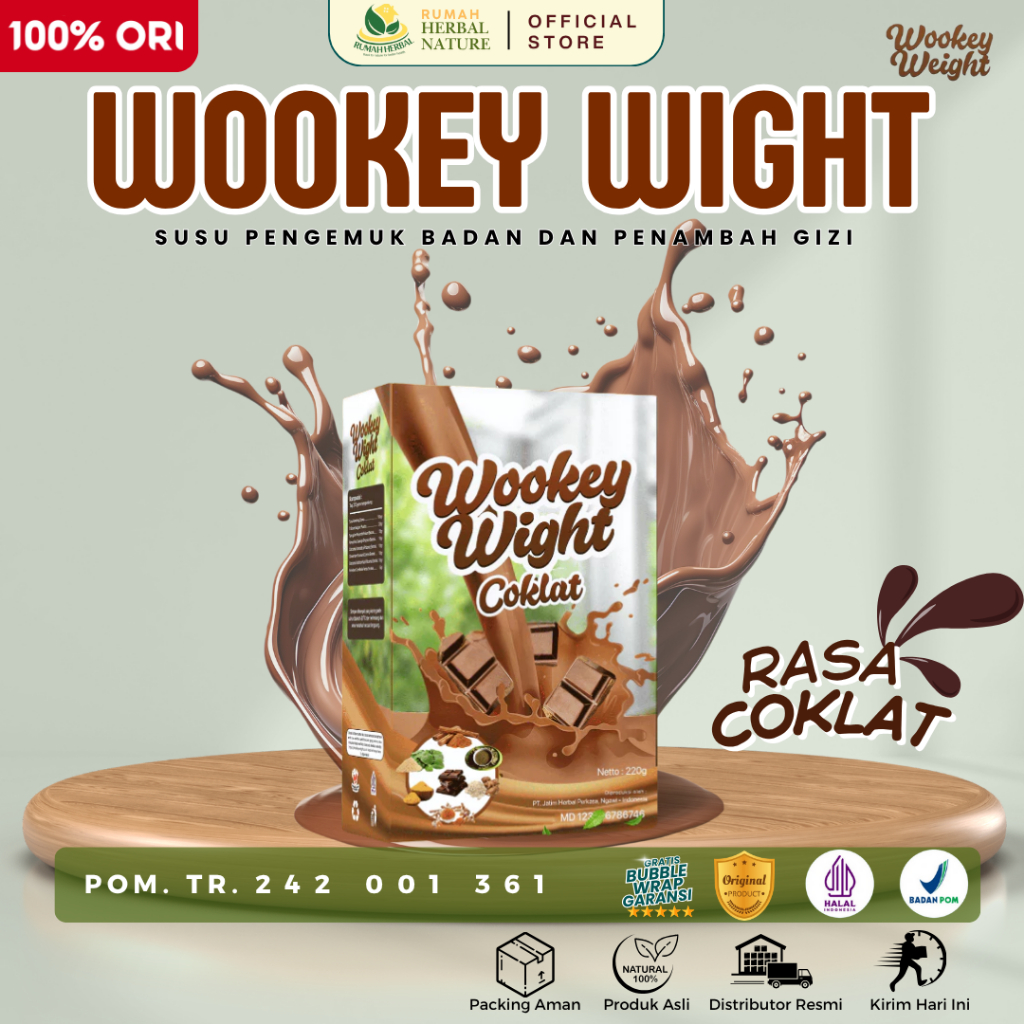 Wookey Weight Rasa Coklat Susu Penggemuk Wokey Wight Susu Penambah Berat Badan 220gr Official Store