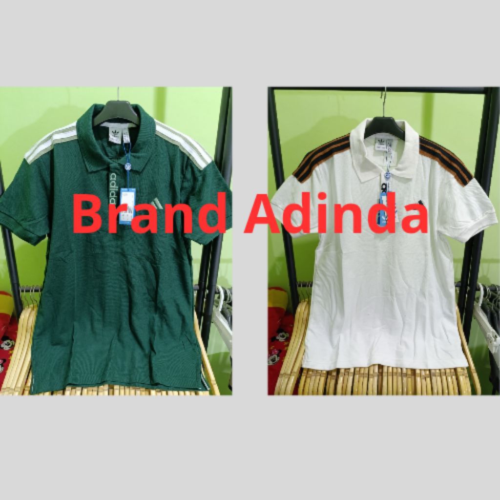Kaos Kerah / Poloshirt warna Hijau Botol & Putih