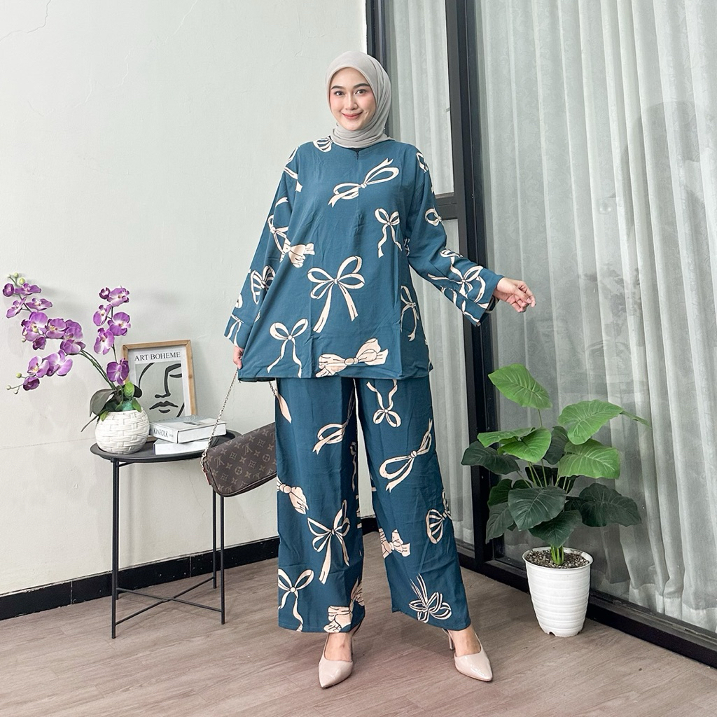 One Set Pita Jumbo Bahan Rayon Super / Setelan Wanita Jumbo Kekinian