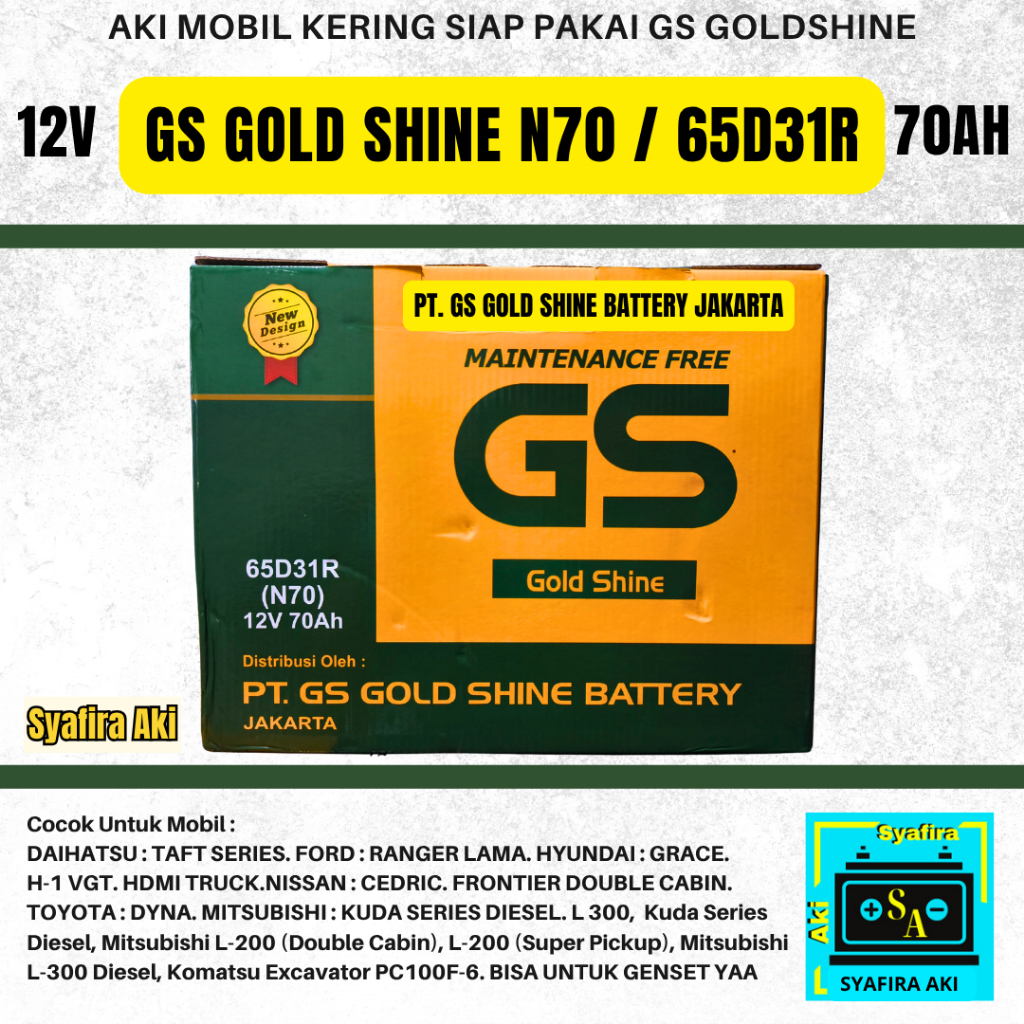 aki mobil GS MF N70 65D31R 12volt 70 amper
