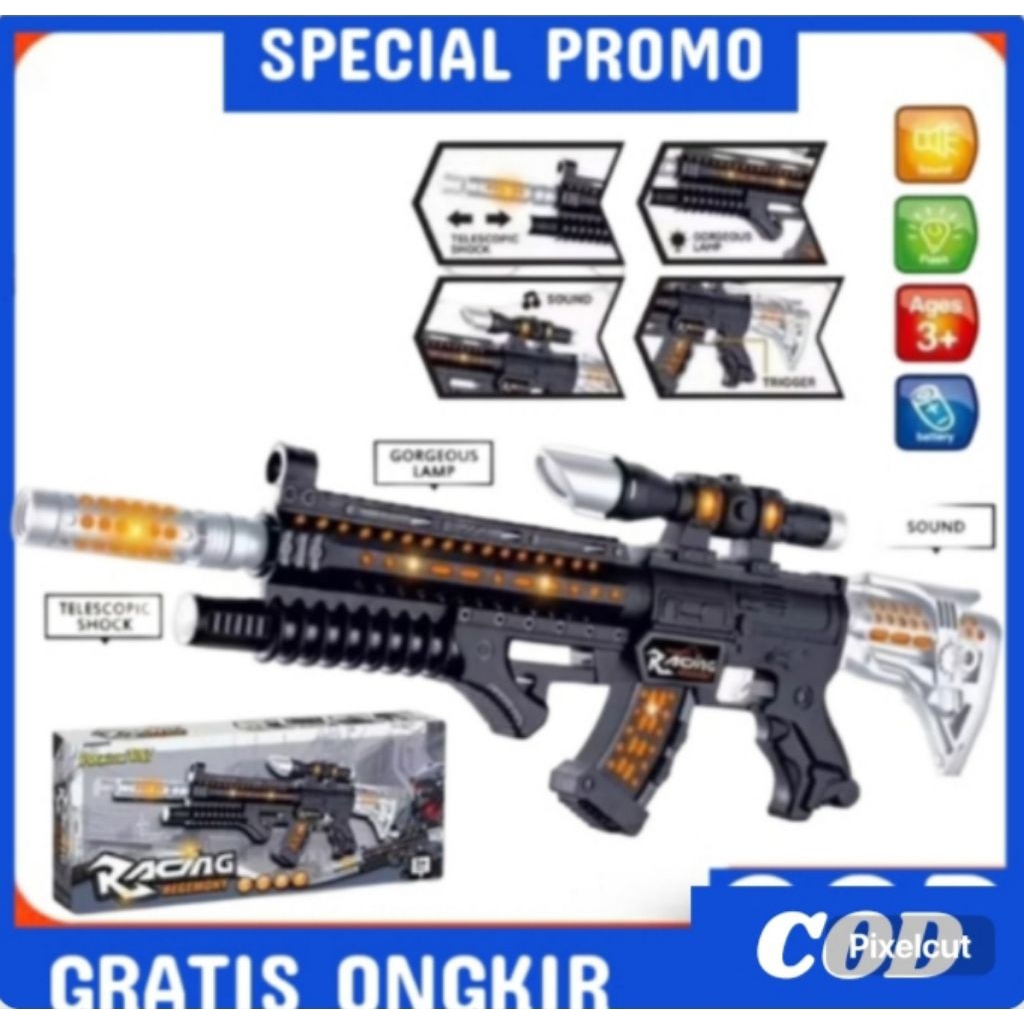 GUN RACING HEGEMONY Diecast Militer Mainan Tembakan Plastik Lampu/MAINAN PISTOL PISTOLAN/TEMBAKAN PE