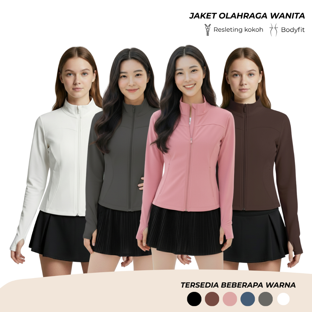 ANAIRA- Jaket Olahraga Wanita Lengan Panjang Baju Outfit Lari Gym Yoga/Pilates