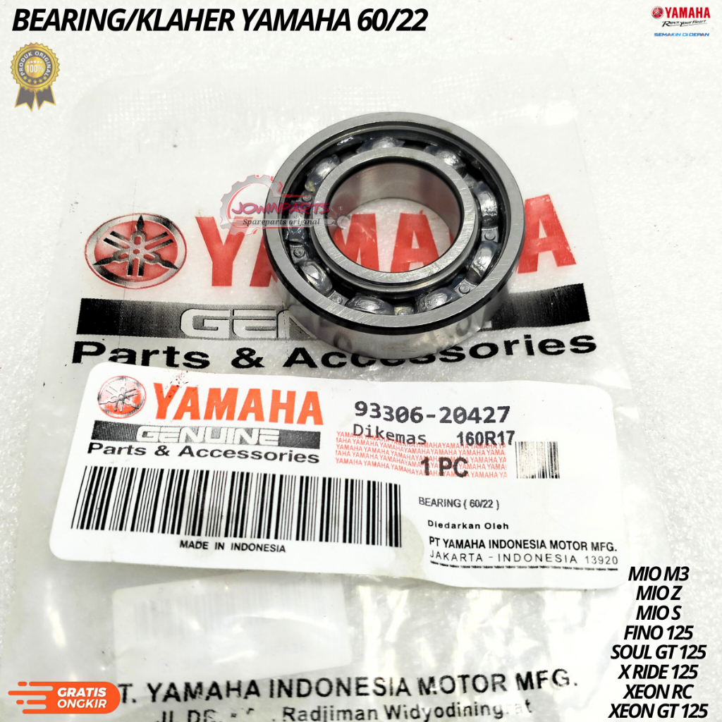 Bearing/klaher yamaha 60/22 MIO M3,MIO J,FINO,XRIDE,XEON berkualitas original asli ori dan presisi