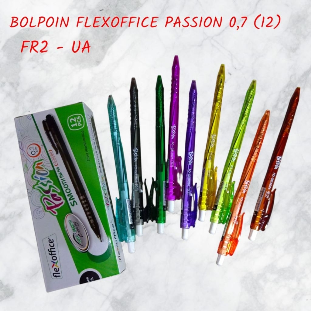 JUAL 1 PACK isi 12 / BOLPOIN CAIR / BOLPOIN FLEXOFFICE / PASSION B026 /PEN 0,4 / POLPEN HITAM / ATK