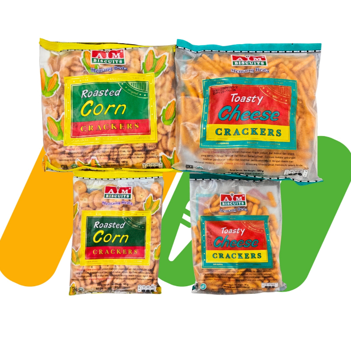 AIM BISKUIT CRACKERS / AIM BISKUIT ROASTED CORN / AIM BISKUIT TOASTY CHEESE / CEMILAN KLASIK