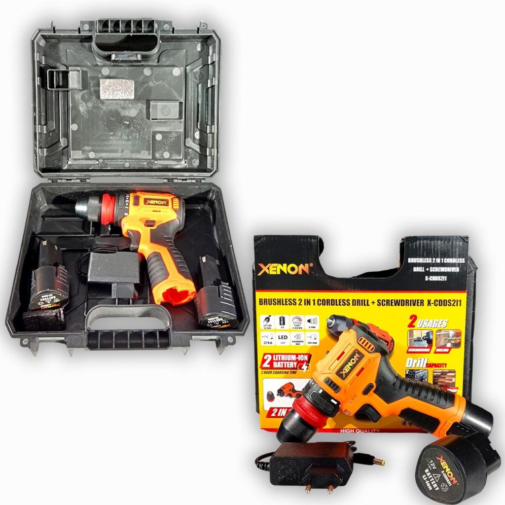 XENON Cordless 2 in 1 Drill & Screwdriver X-CDDS211 | Bor Baterai Brushless 12V