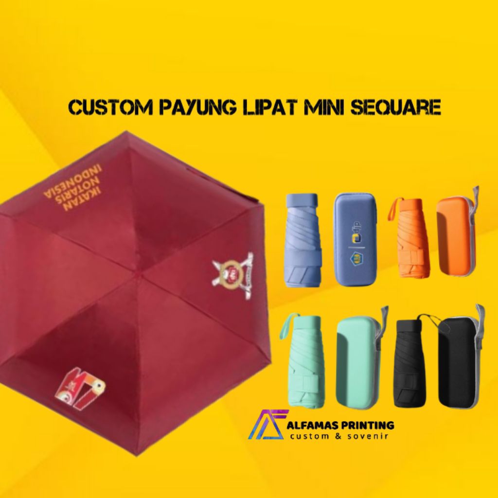 custom payung lipat mini anti UV sequare/payung lipat custom/payung lipat souvenir/payung custom