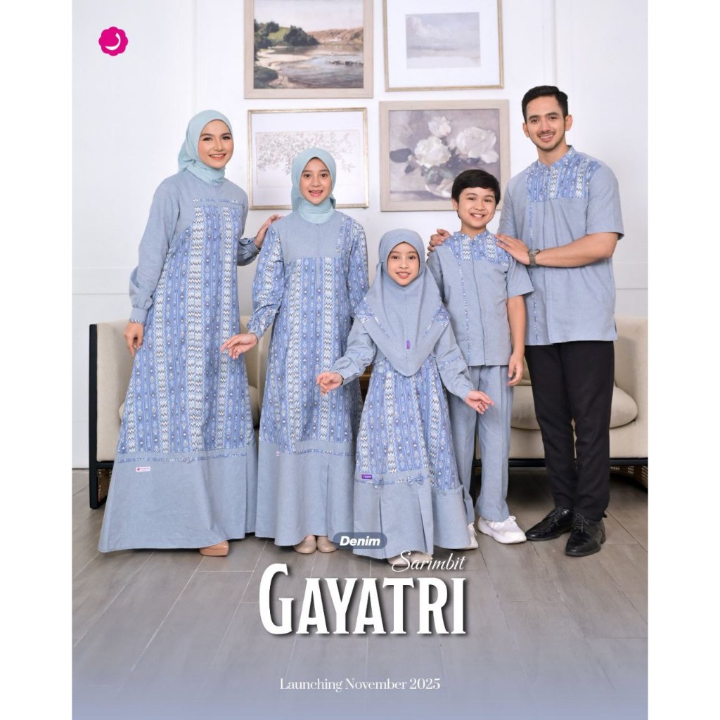 SARIMBIT GAYATRI RAUNA BAJU LEBARAN TREND 2026 WARNA DENIM/SARIMBIT KELUARGA