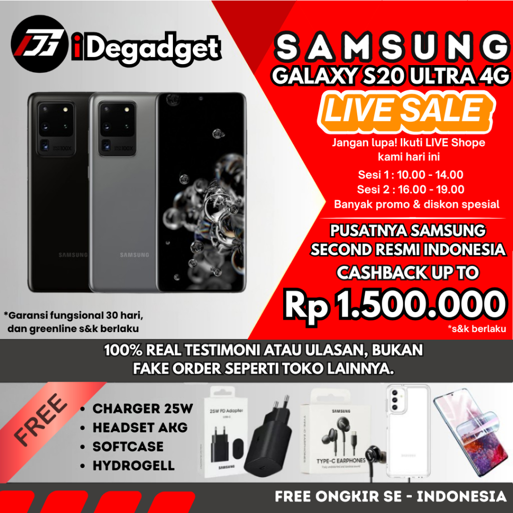 SEIN Samsung Galaxy S20 Ultra 12/128GB | S20+ Plus 8/128GB | FE 8/256GB Second Fullset Original