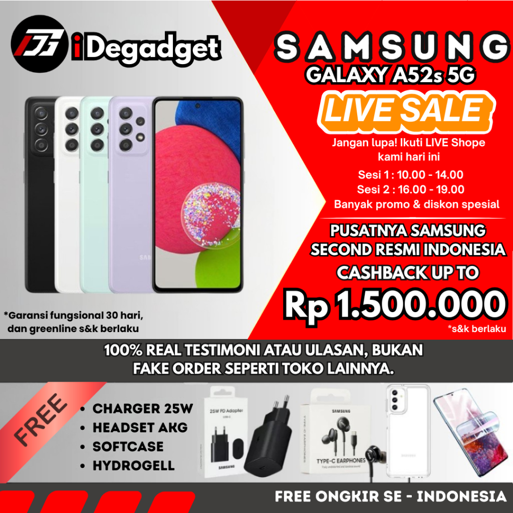 SEIN Samsung Galaxy A52S 5G 8/256GB | A52 8/256GB 128GB Second Fullset Original