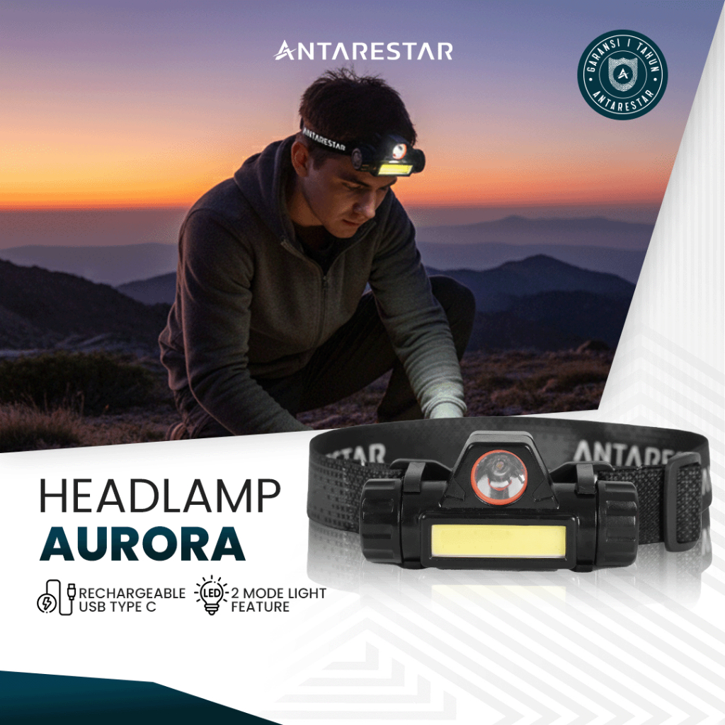ANTARESTAR Official - Headlamp Aurora Senter Kepala Mini Head Lamp Led Cob Lampu Kepala Super Terang