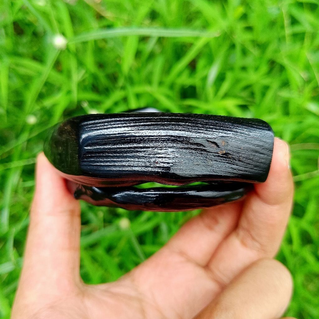 Gelang Akar Bahar Hitam Size Jempol Berserat Original / Akar Bahar Asli