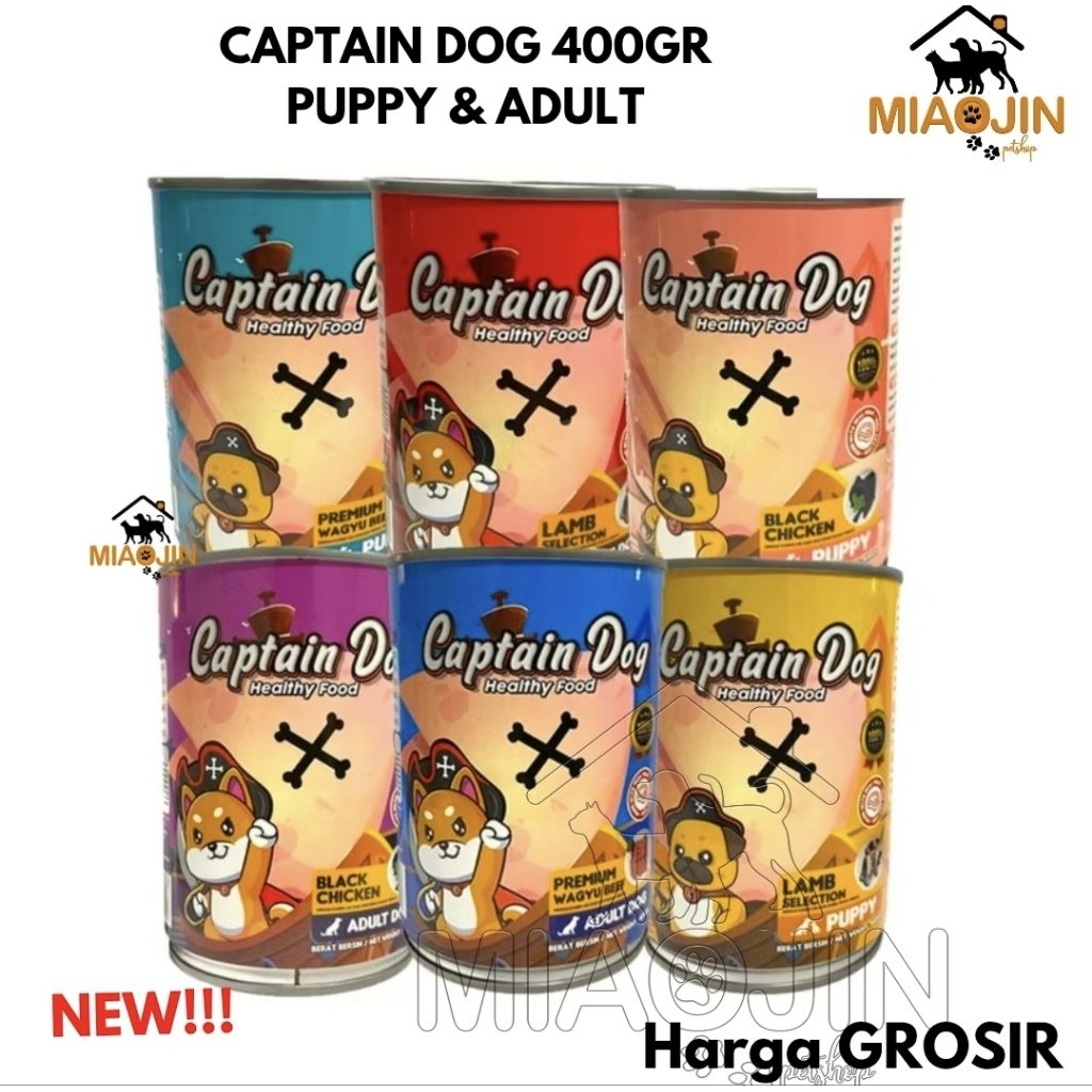 Captain DOG Puppy & Adult 400gr GROSIR - MURAH Makanan Anak Anjing Basah Kaleng Can Food Wet