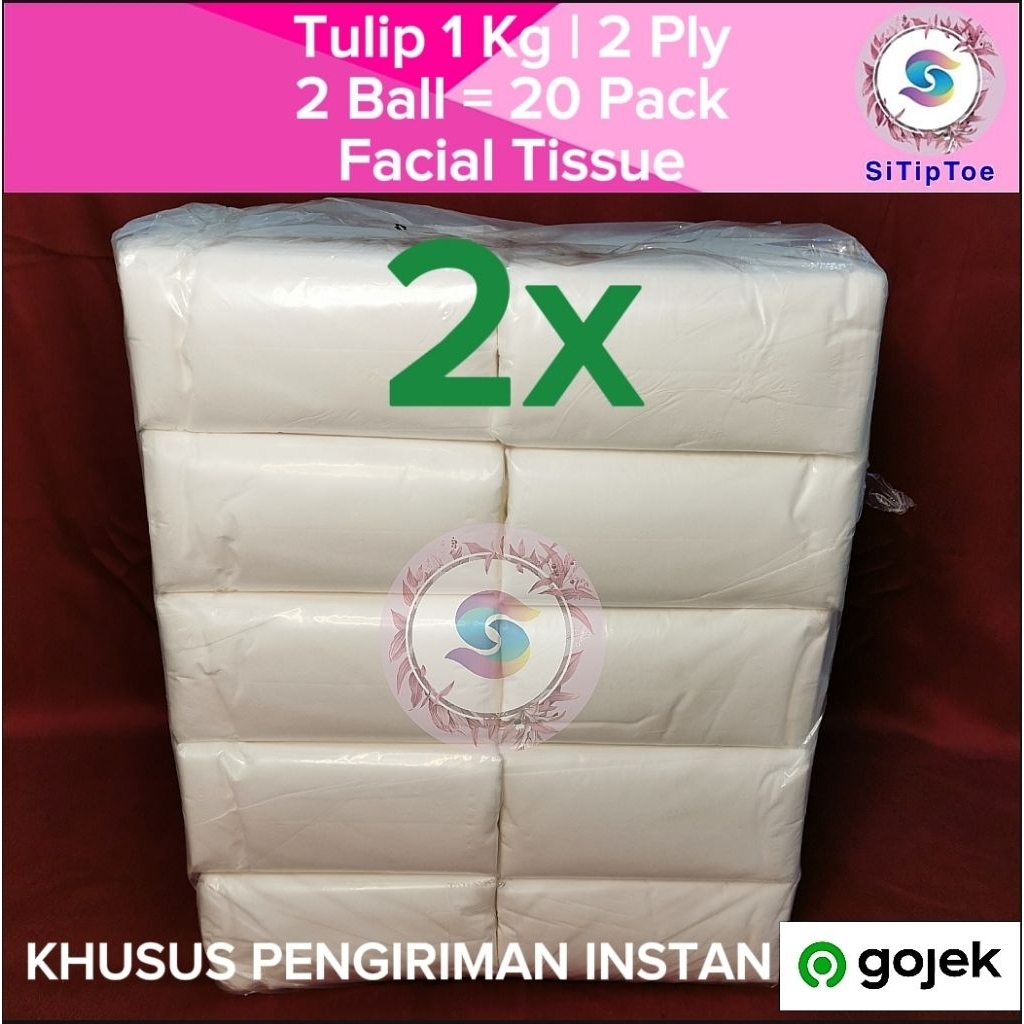 [Grosir 2 Ball] Tisu TULIP Facial Tissue 1 Kg 2 Ply Tisu Wajah 1000 Gram 2 Ply Murah Grosir Promo IN