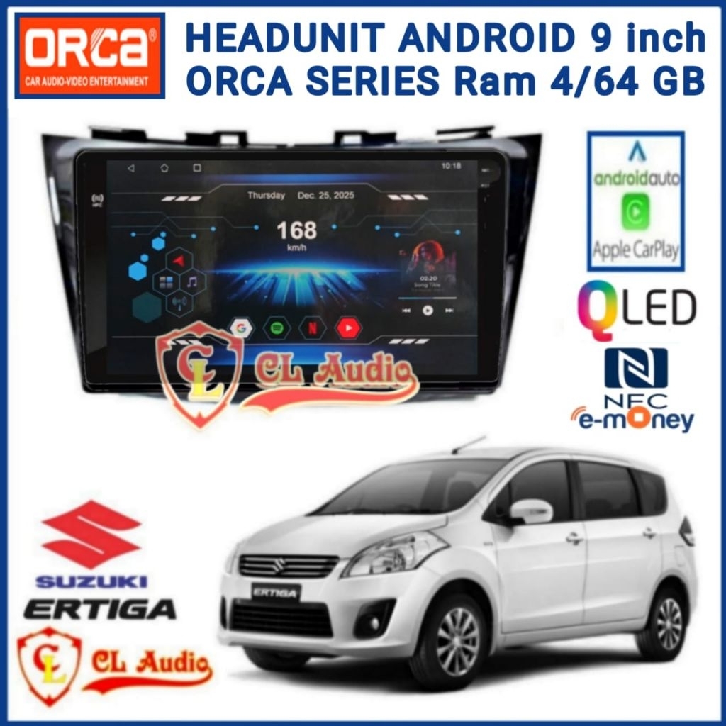 Head Unit Android Orca Eco Auto Series 9 Inch Ertiga/Swift 2012-2017 Ram 4/64GB