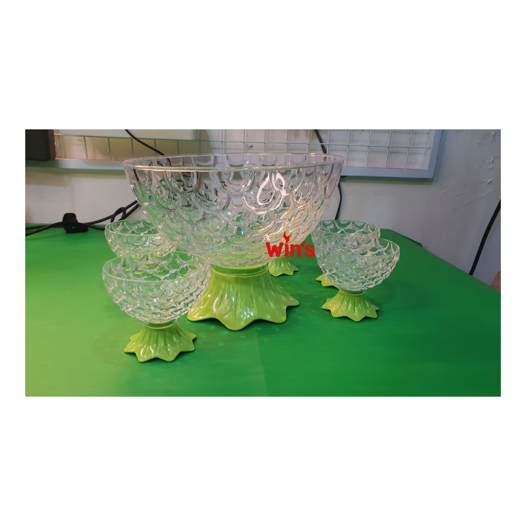 Mangkok Es Buah + 6 Gelas Es Buah Model Ikan Plastik Bening Transparan Golden Sunkist GBMI 5036 MBMI