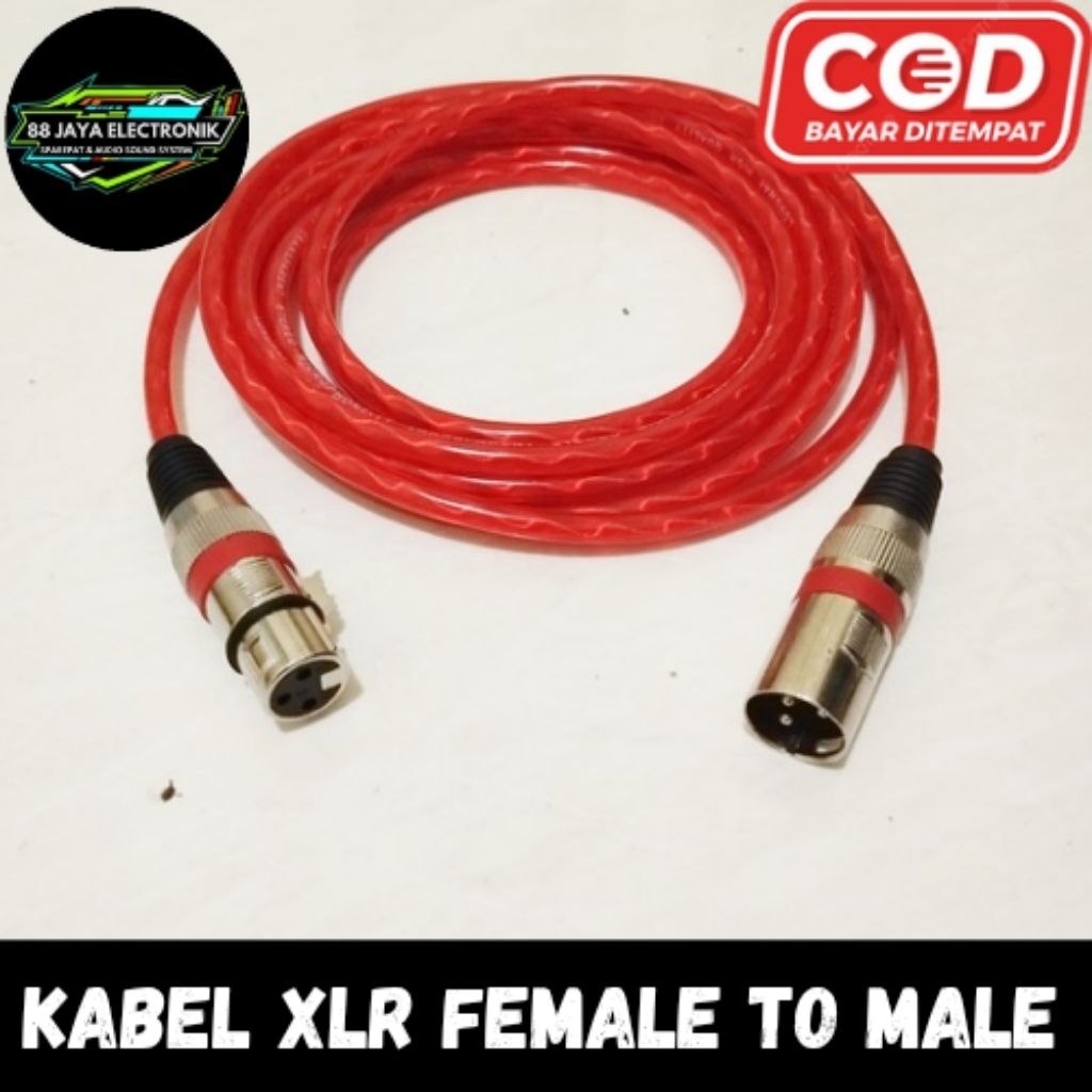 kabel xlr female to male/jack mic xlr canon male to female