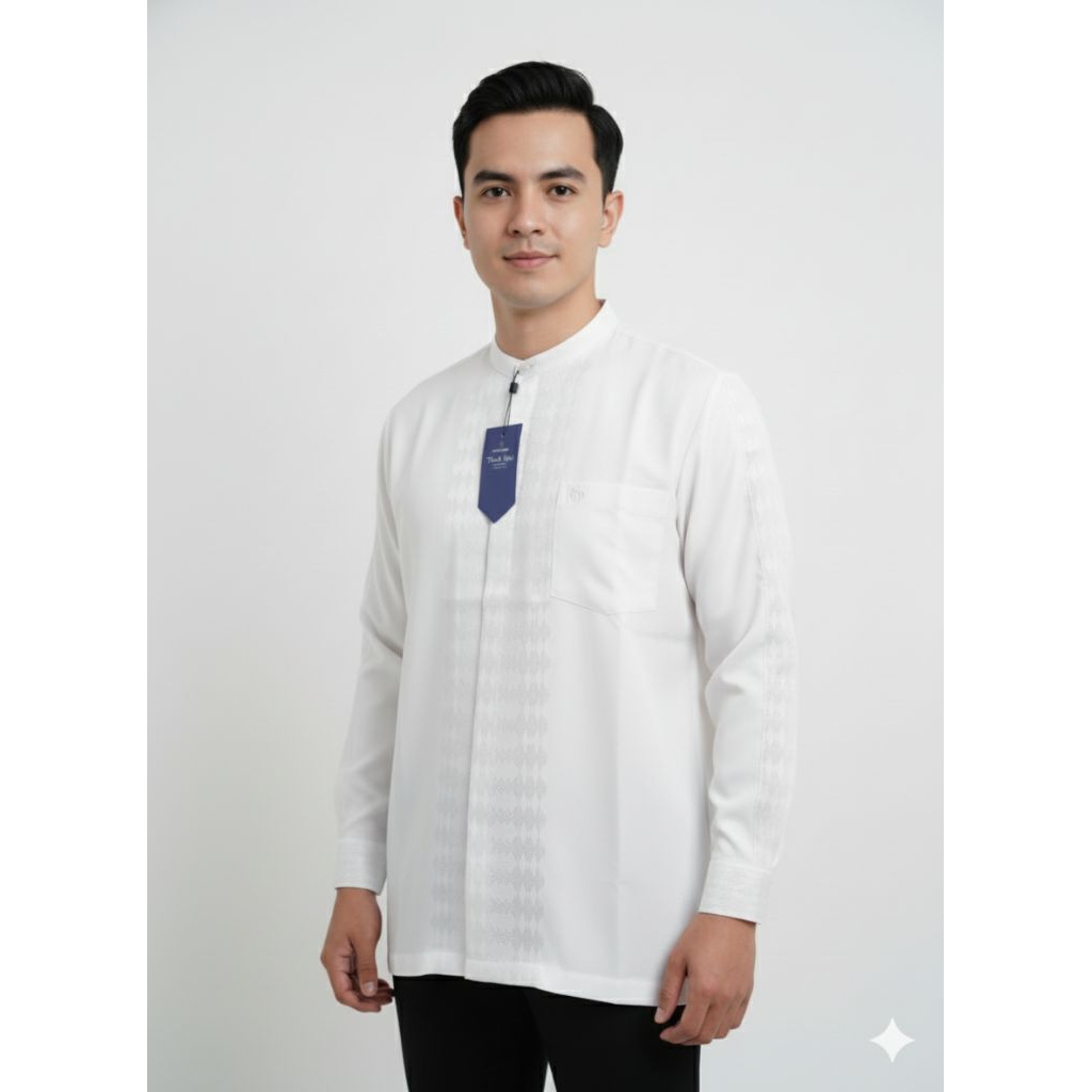 Muslimadani Kemeja Koko Putih Pria Pendek Ekslusive Atasan Muslim | Koko Kemeja Putih Panjang Pria E