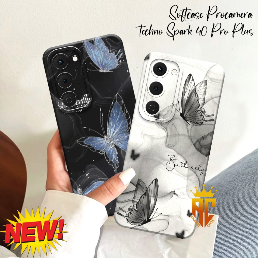 SOFTCASE TECNO SPARK 40 PRO PLUS - TECNO SPARK 40 PRO  Softcase Pelindung Kamera Motif Kupu - Kupu C