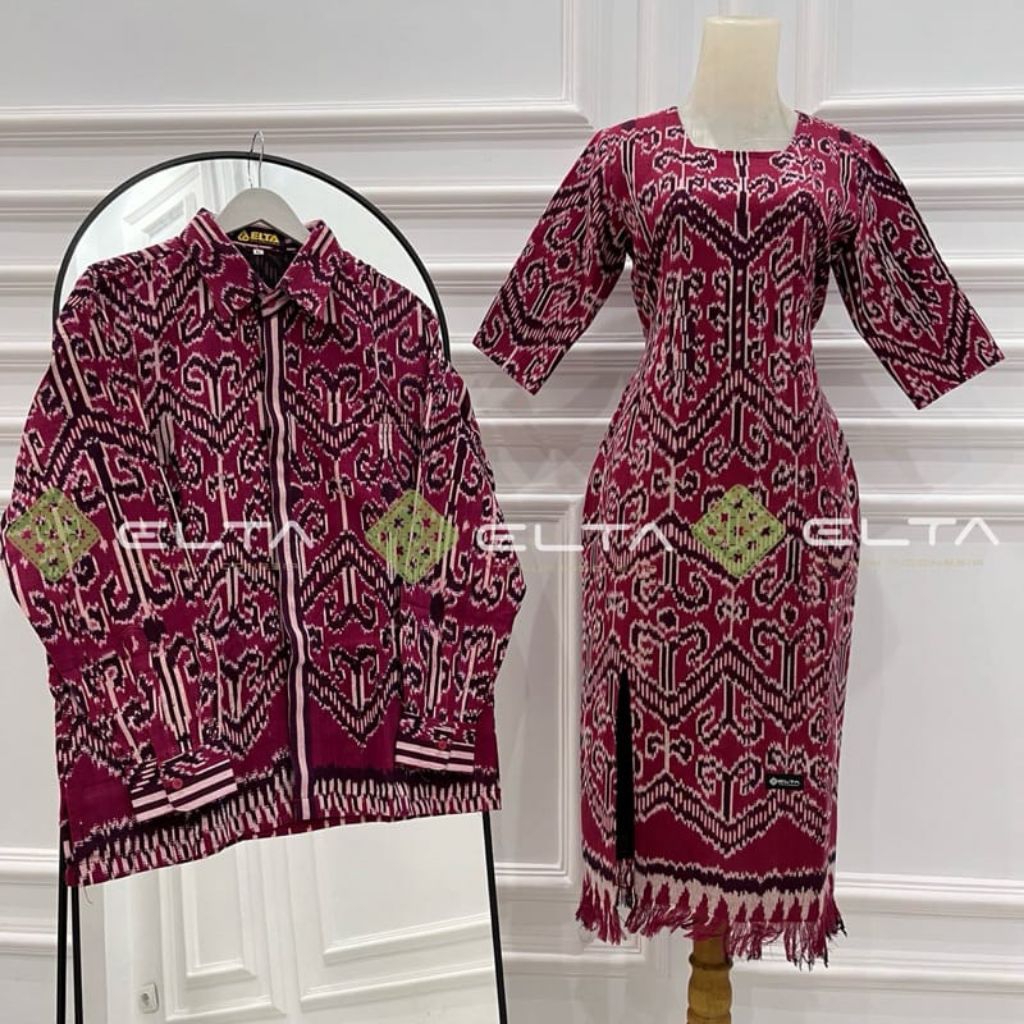 DRESS TENUN ETNIC SET COUPLE TENUN FAMILY SET TENUN PREMIUM WANITA DRESS KONDANGAN DRESS PESTA ETNIC