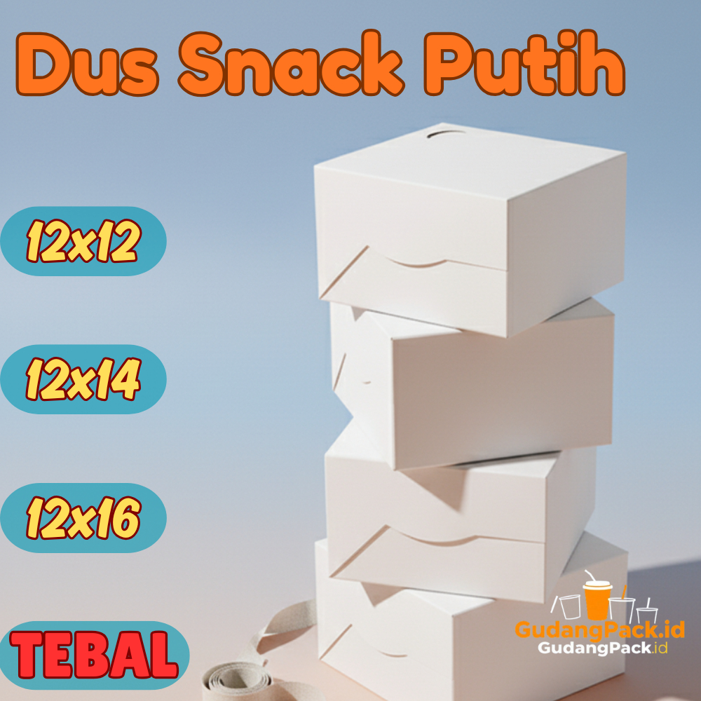 Dus Snack Putih 12x12 12x14 12x16 15x15 / Kardus Kotak Snack Catering 12 14 16 15