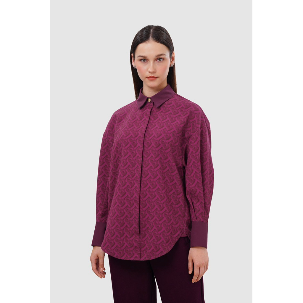 Monogram buttonscraves overshirt maroon