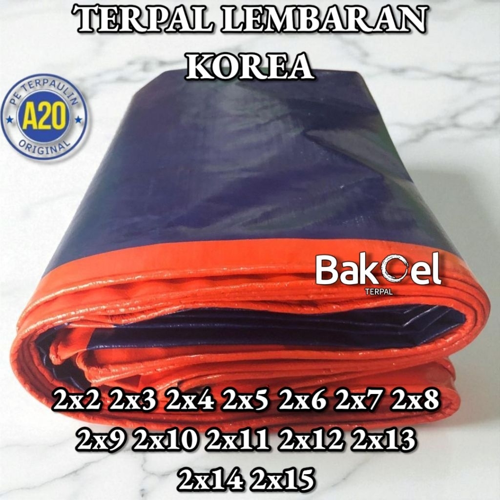 Terpal korea  A20 warna biru silver,biru oren,hitam,putih,army army,army gold,hijau gold,hijau biru 