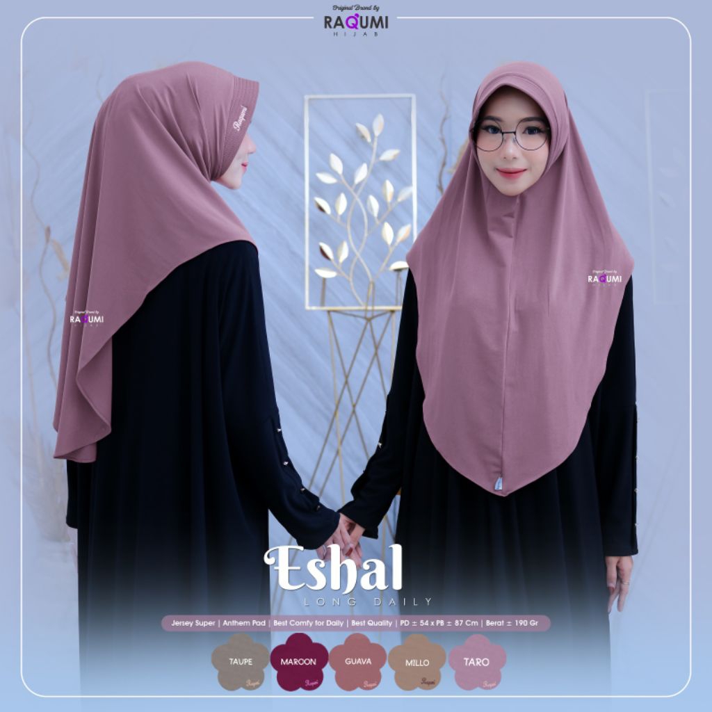 Eshal jilbab jumbo Jersey royal premium / hijab instant ped tebal anthem