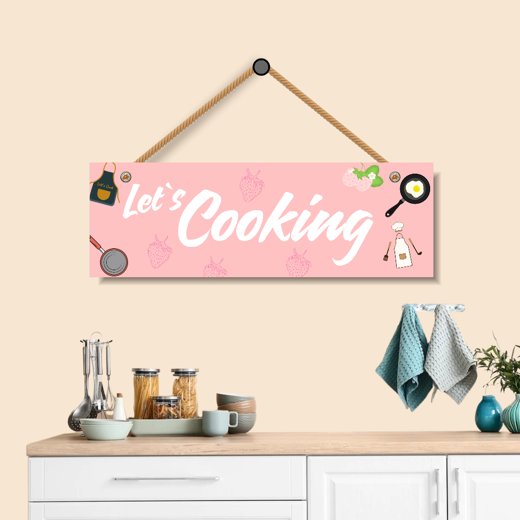 Pajangan dinding Dapur Walldecor Hiasan dinding dapur Let's Cooking unik lucu