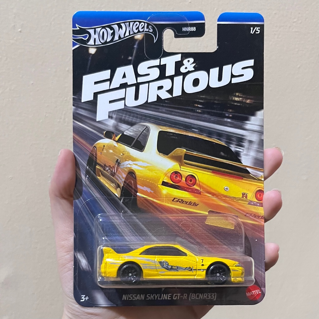 Hot Wheels Fast Furious Nissan Skyline GTR (BCNR33) Greddy Yellow Free Protektor
